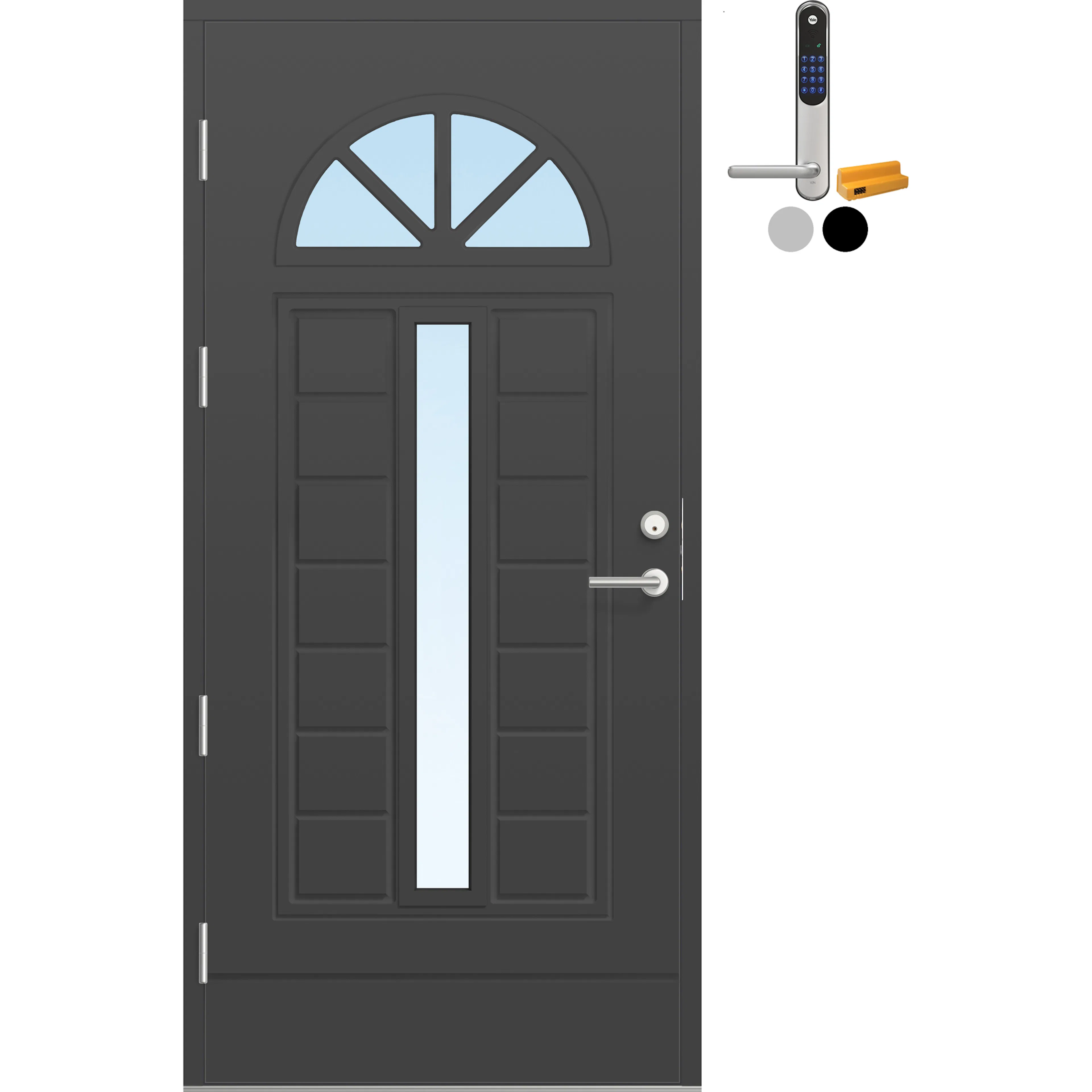 Ytterdør Bygg1 Fjell 13 Klarglass med Yale Doorman Classic Home