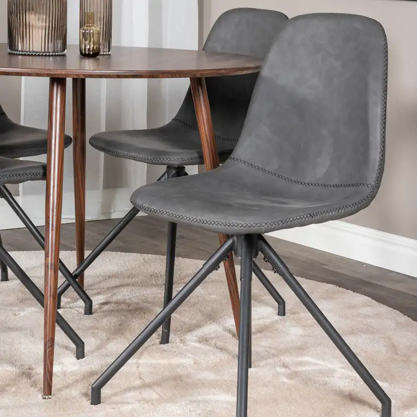 Spisegruppe Venture Home Plake med 4 Pobbie Stoler Design med Svingfunksjon Kunstlær