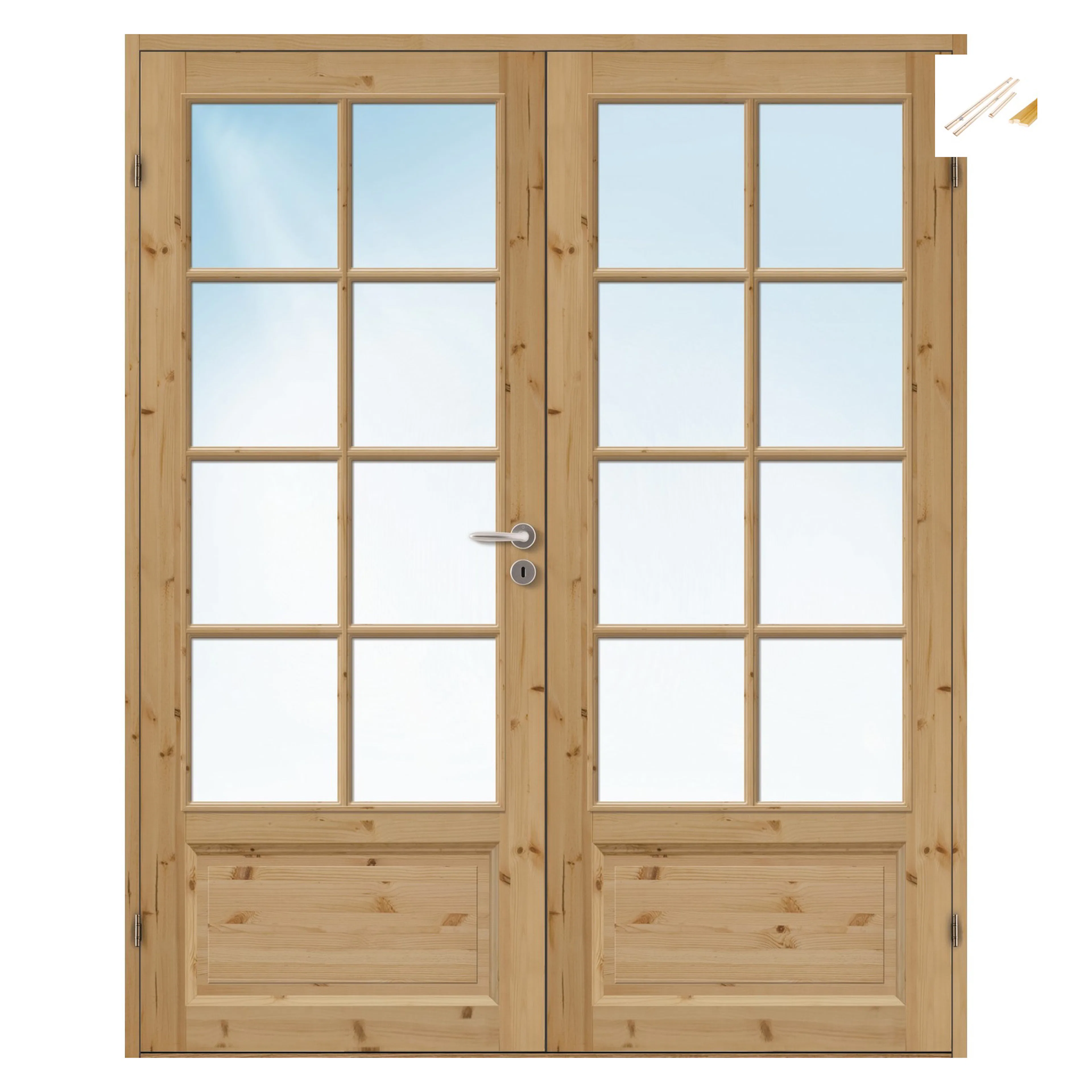 DØRBL TF BENTE FW 13X20 UBH med Karmsett BxH: 133x200 cm (dørbladmål: 62,5+62,5x194), Furu