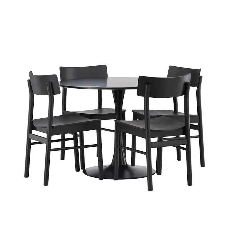 Spisegruppe Venture Home Glade Ø100 cm med 4st Montros Spisestoler