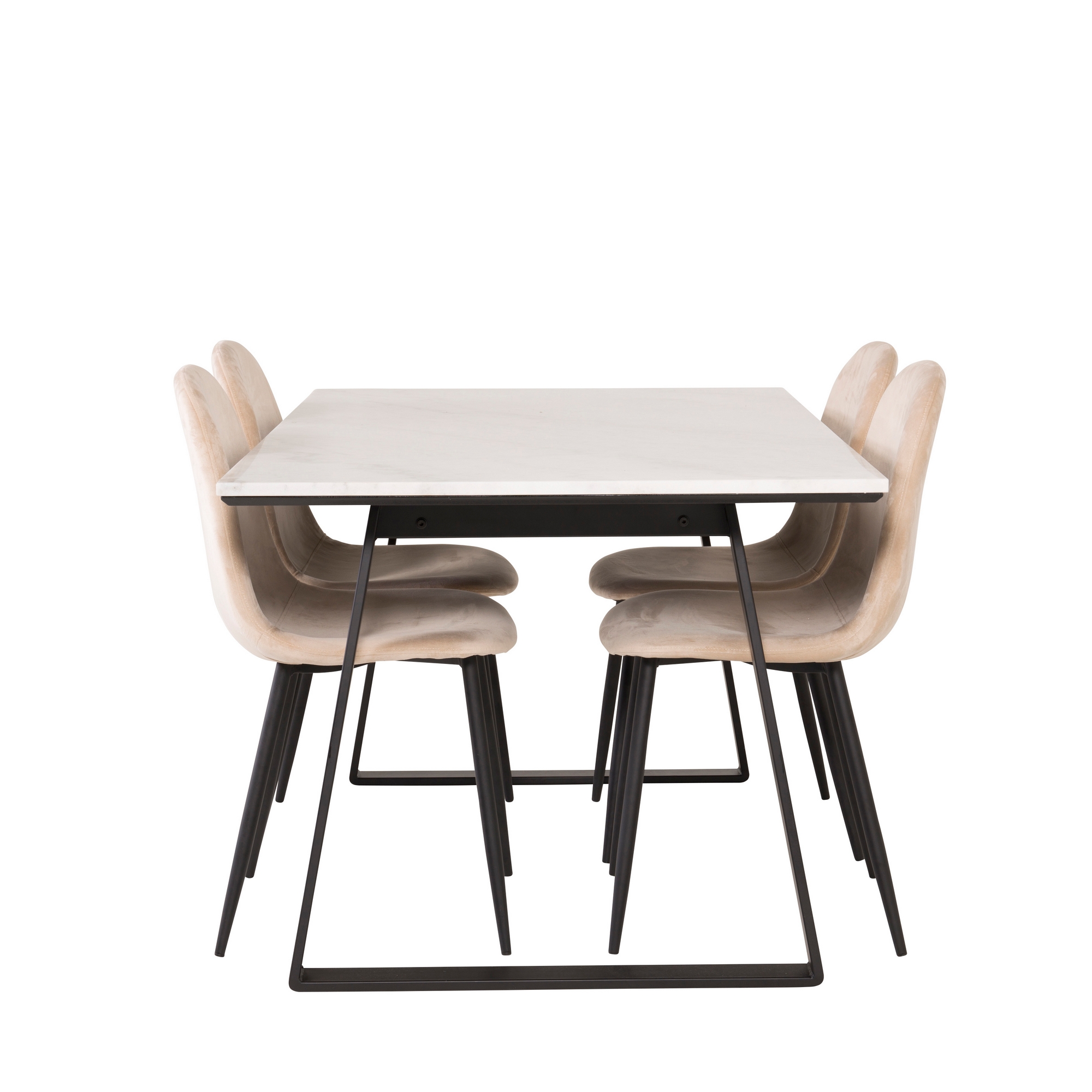 Spisegruppe Venture Home Estelle 140 med 4 Pobbie Stoler Fløyel