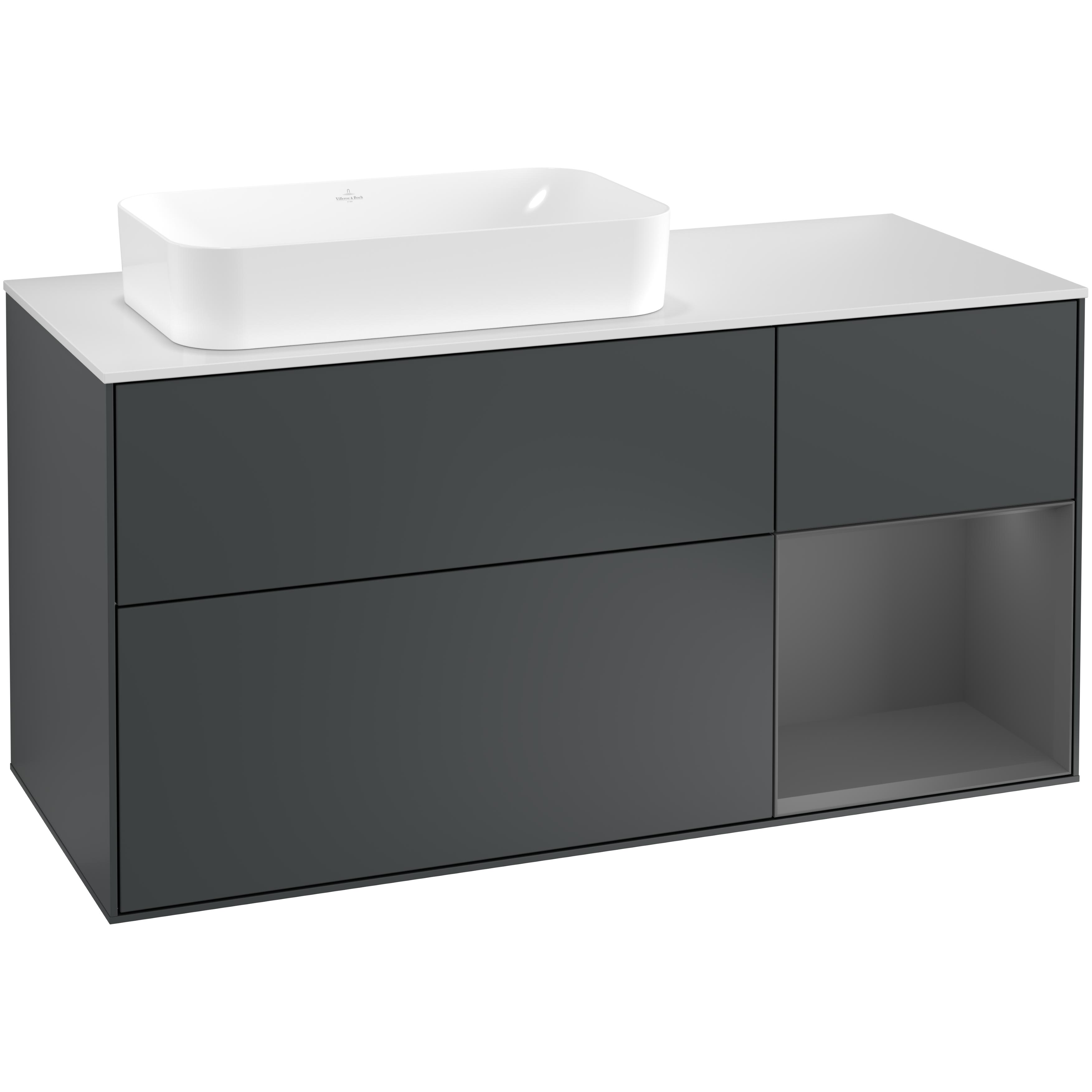 Tvättställsskåp Villeroy & Boch Finion med 3 Lådor Hylla och Bänkskiva för Ocentrerat Fristående Tvättställ