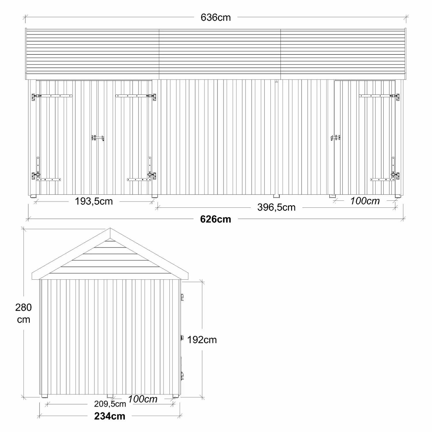 Utebod PLUS Classic Multi Hagehus 3 Moduler Enkel/Dobbeldør Lukket 14,5m2