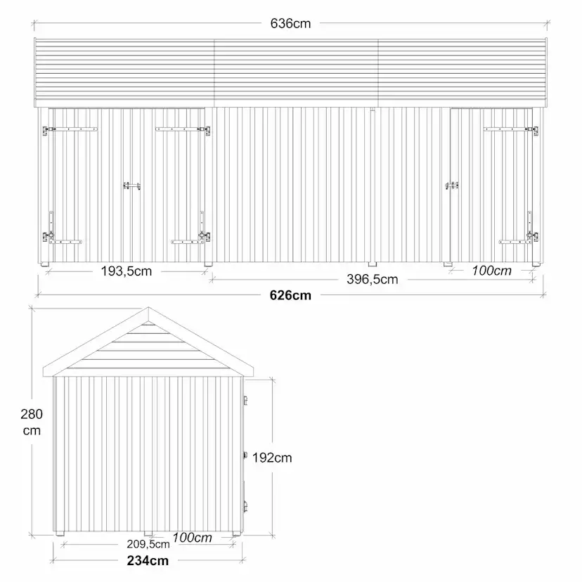 Utebod PLUS Classic Multi Hagehus 3 Moduler Enkel/Dobbeldør Lukket 14,5m2