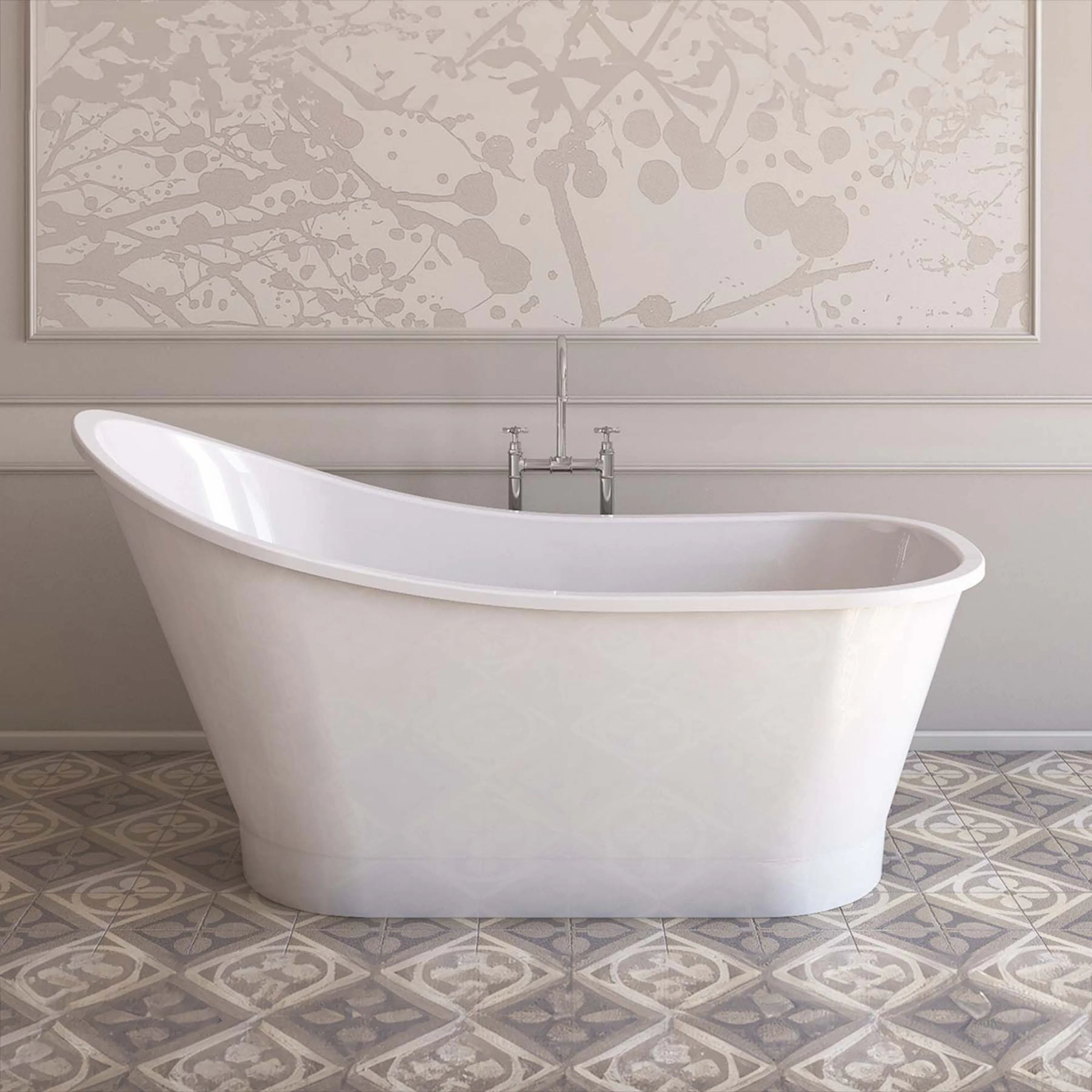 Badekar Bathlife Dvala Støpemarmor 1600 Hvit