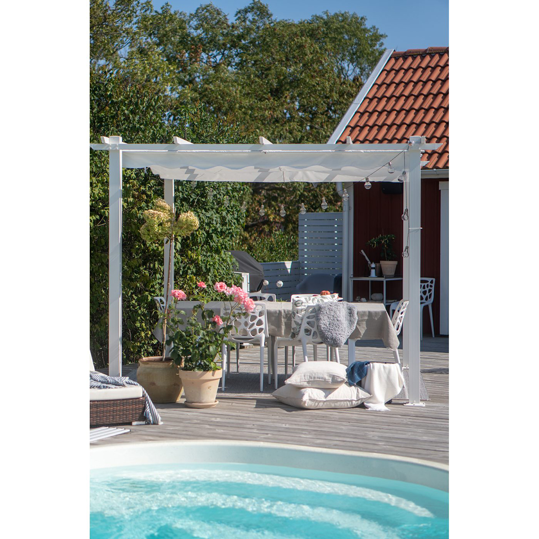 Pergola 3x3 m Vit Hvit/Hvit