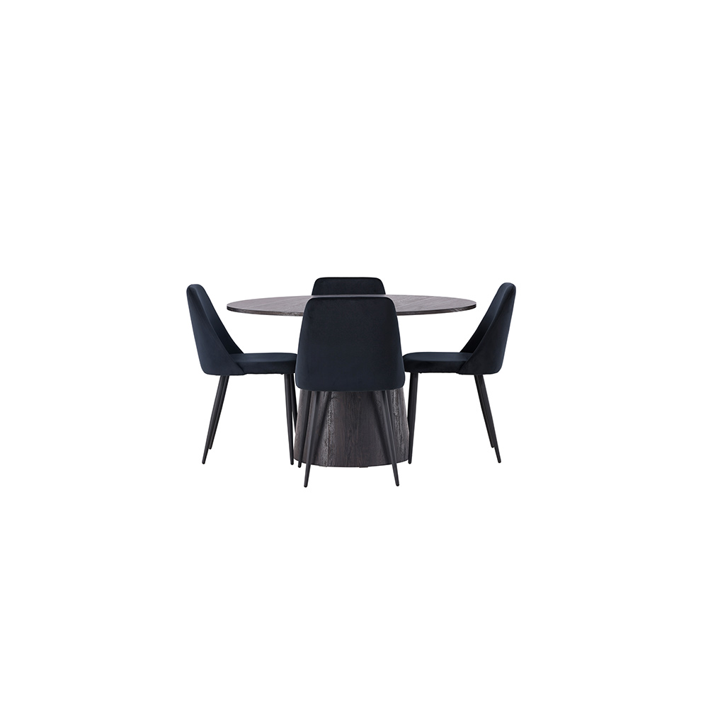 Spisegruppe Venture Home Lanzo Ø120 cm med 4 stk Night Stoler