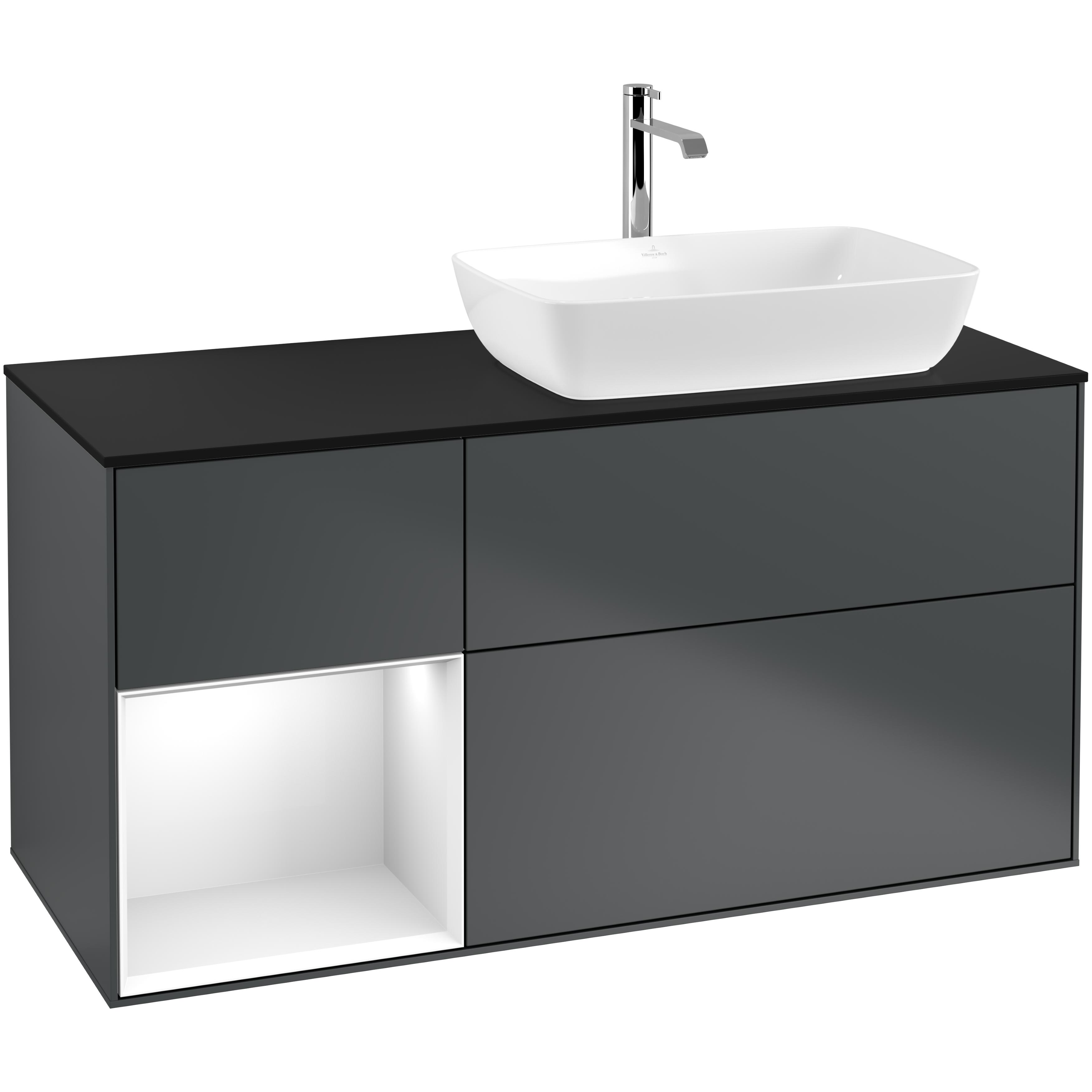 Tvättställsskåp Villeroy & Boch Finion med 3 Lådor Hylla och Bänkskiva för Ocentrerat Tvättställ från Artis & Collaro