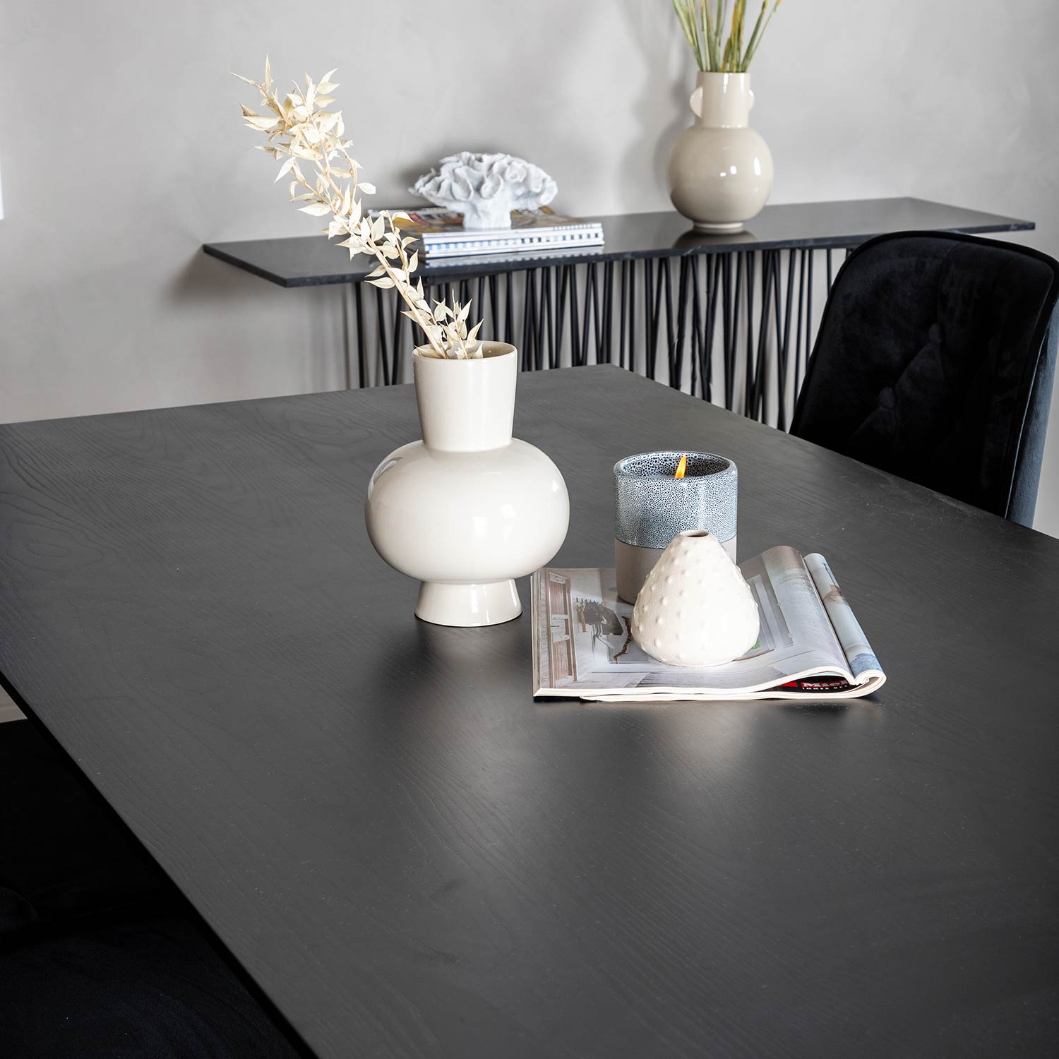 Spisegruppe Venture Home Dipp med 6 Velvet Deluxe Fløyel Stoler