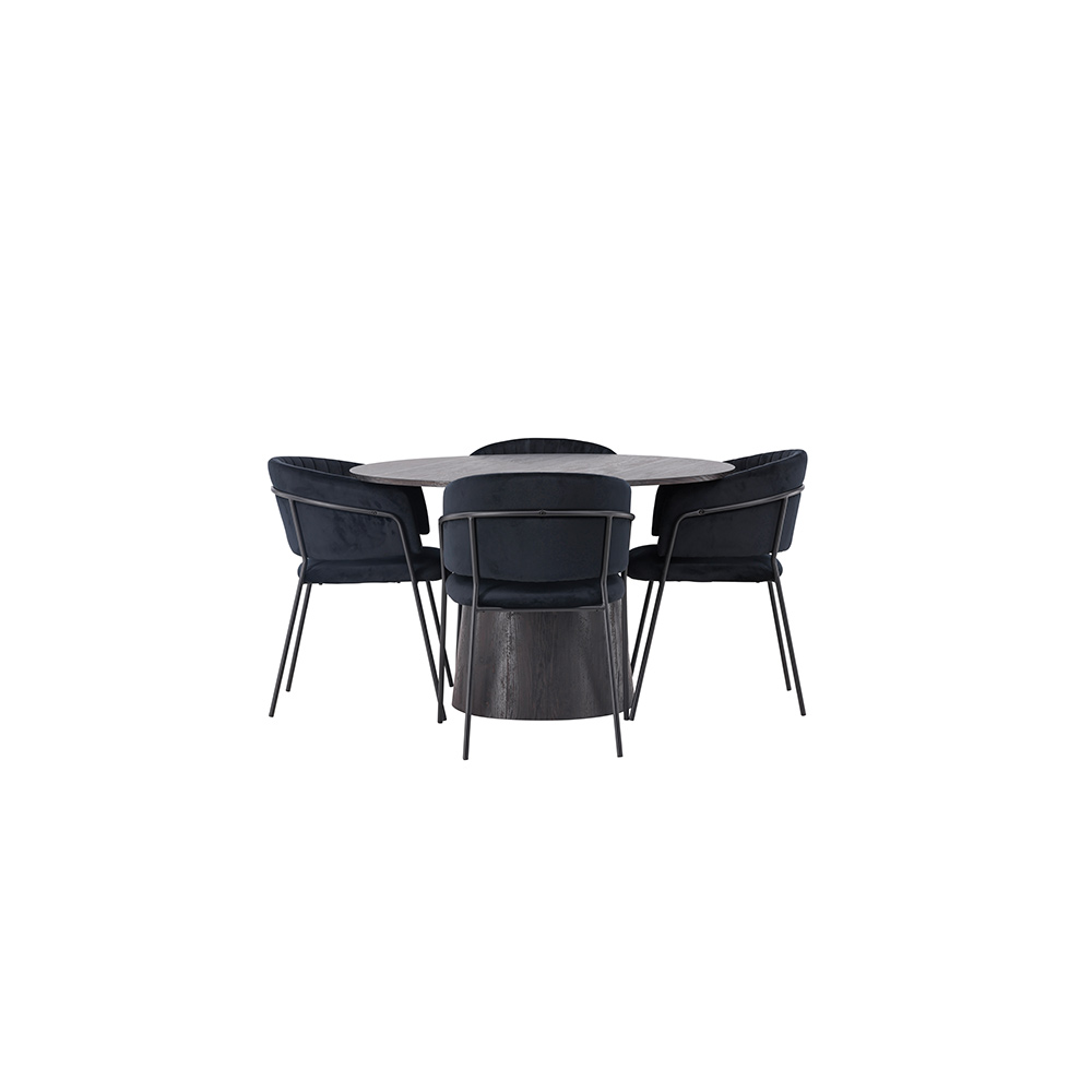 Spisegruppe Venture Home Lanzo Ø120 cm med 4 stk Selma Stoler