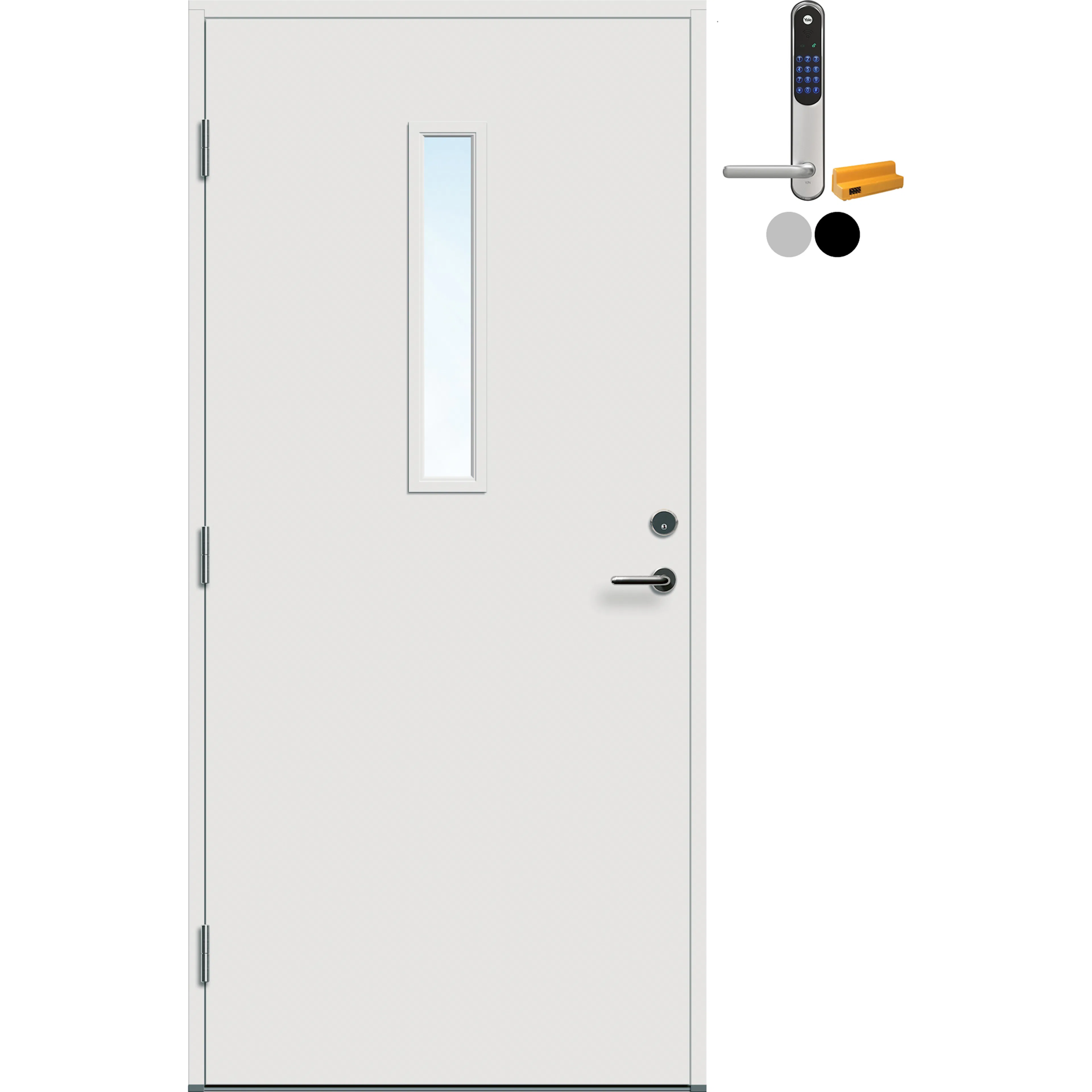 DØR YD KJELLER 10X19H HVIT og Yale Entrus BxH 100x190 Høyre, NCS S-0502-Y, Hvit