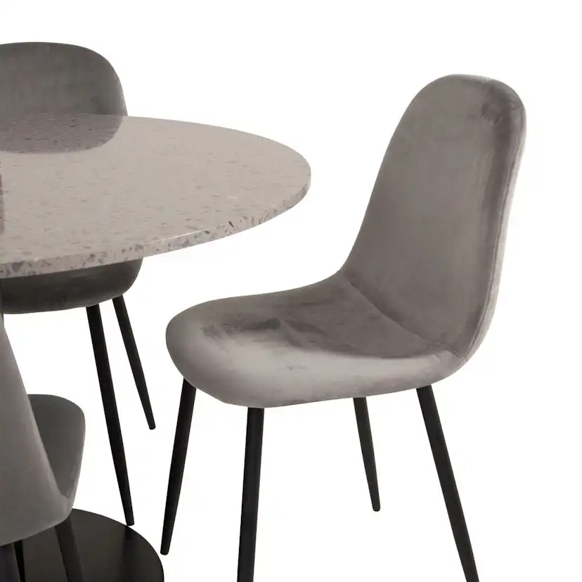 Spisegruppe Venture Home Roxanna Grå Bord med 4 Pobbie Stoler Fløyel