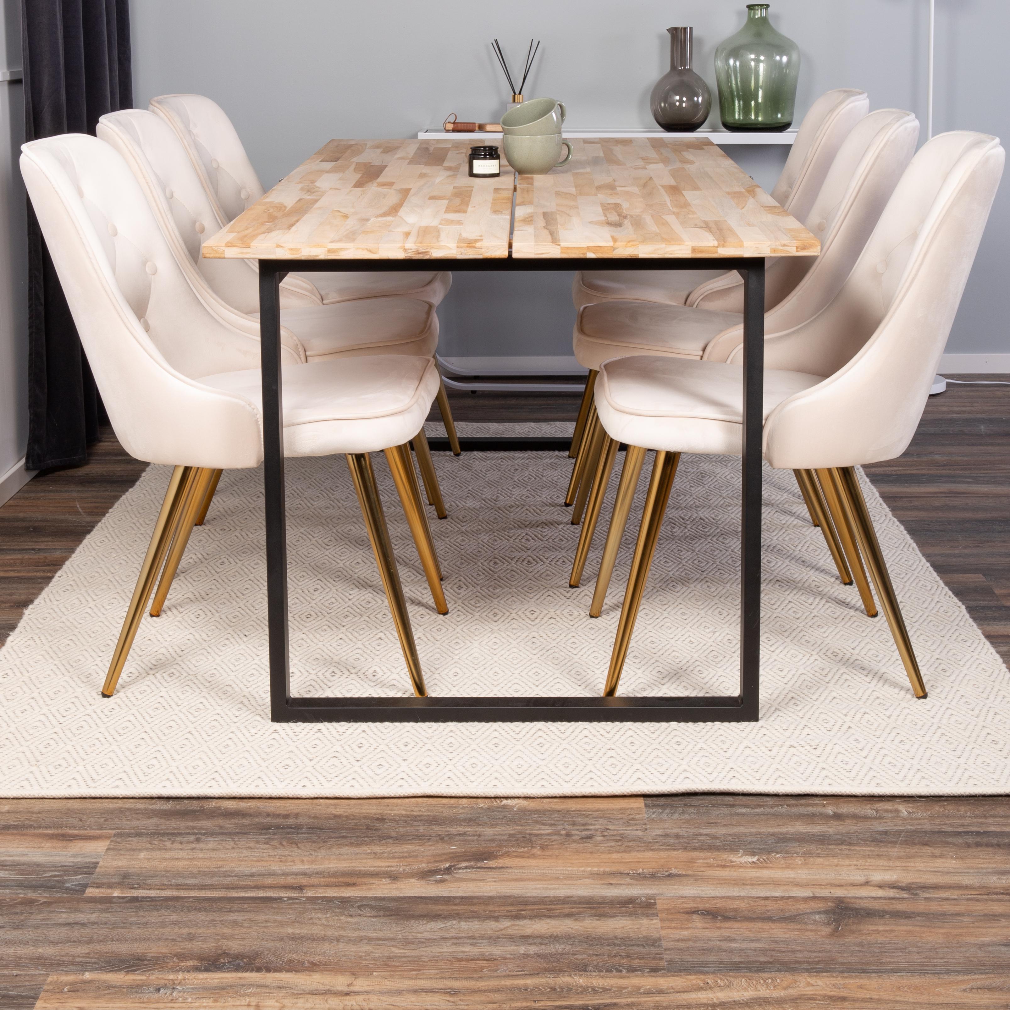 Spisegruppe Venture Home Cirebon med 6 Velvet Deluxe Stoler