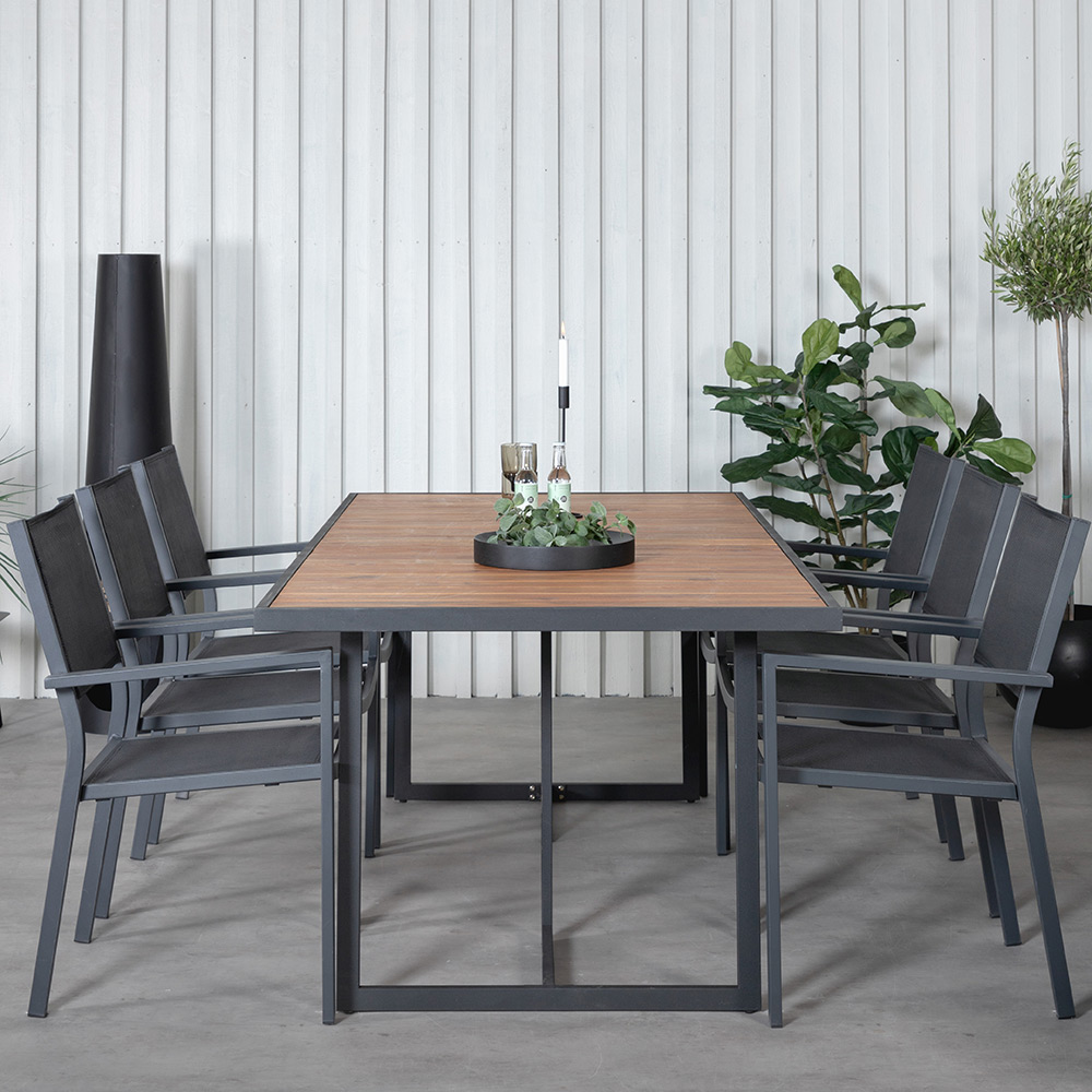 Spisegruppe Venture Home King med 6 Curz Stablebare Spisestoler