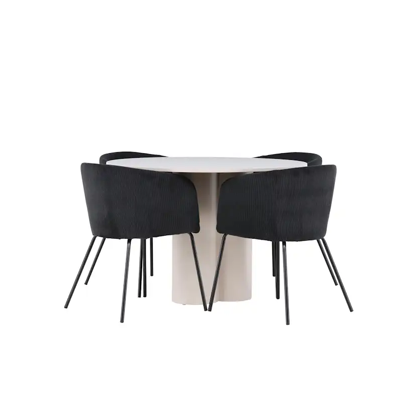 Spisegruppe Venture Home Olivia Ø110 med 4 stk Berit Stoler