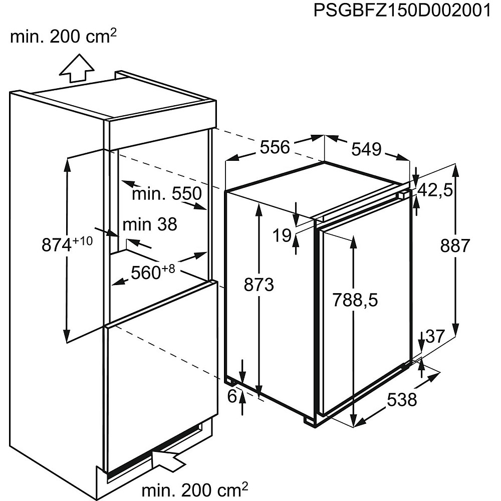 Integrert Frys AEG TAB6L88EF med LowFrost-teknik og Frostmatic