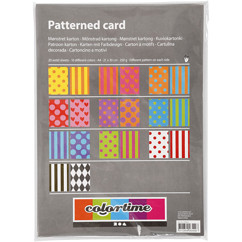 Mønstret Kartong Creativ Company Ass Farger A4 210x297 mm 1 Pk