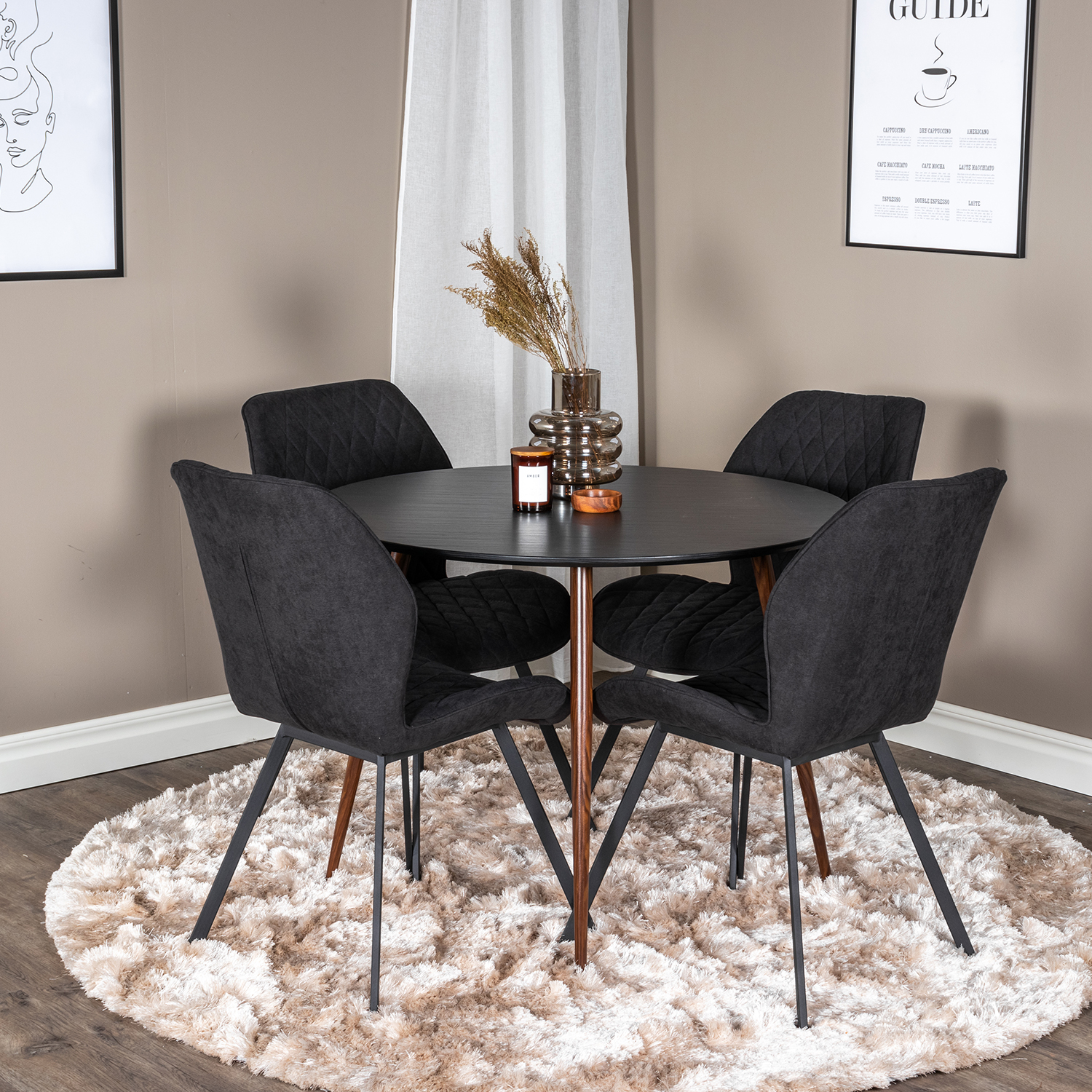 Spisegruppe Venture Home Plake med 4 Geneva Stoler Rundt