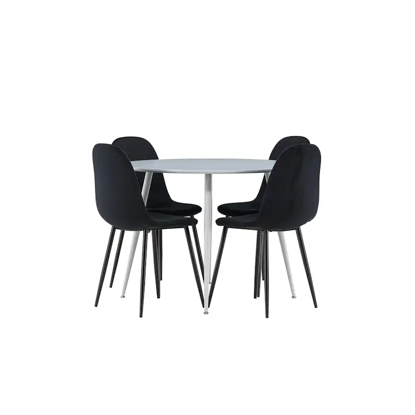 Spisegruppe Venture Home Plaza Ø100 med 4 stk Polar Stoler Fløyel