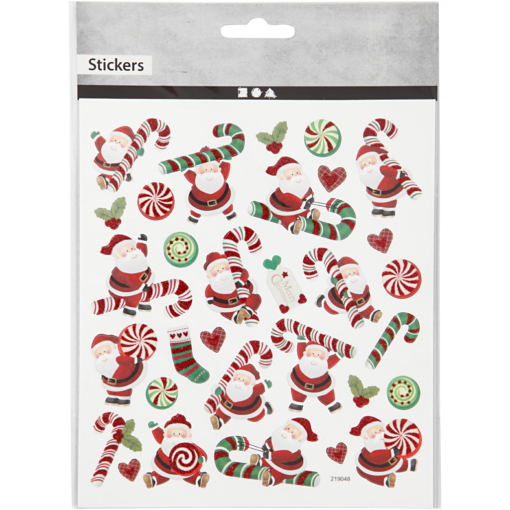 Klistremerker Creativ Company Julenisse og Polkagriskjepp 15x16,5 cm
