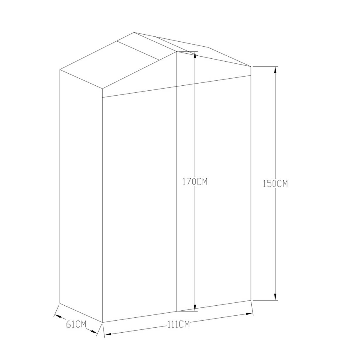 Drivhus Metalcraft 111x61x170 cm Sort Rektangulær