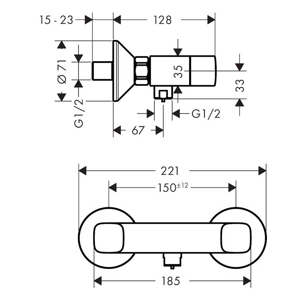 Dusjbatteri Hansgrohe Logis 2-greps 150 cc