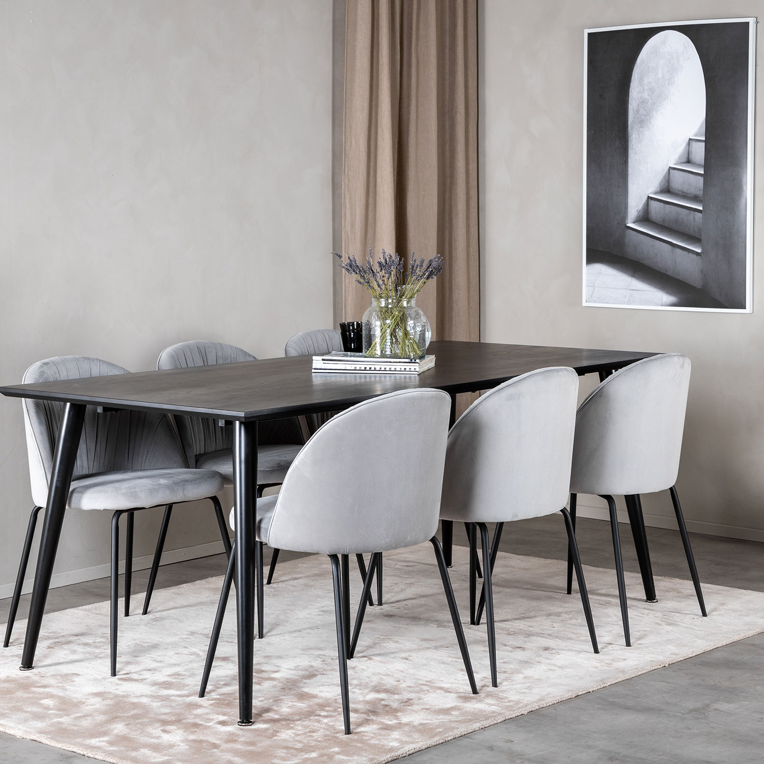 Spisegruppe Venture Home Dipp med 6 Wrinkles Stoler