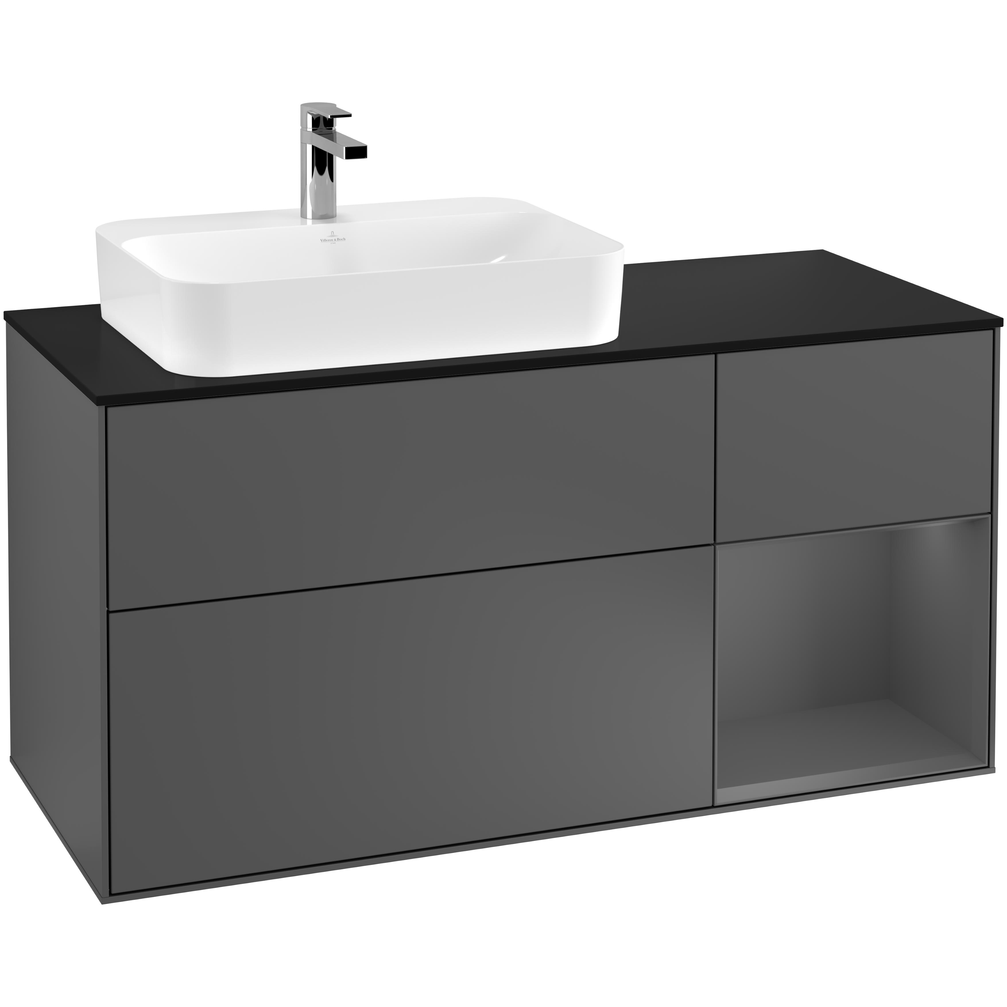 Tvättställsskåp Villeroy & Boch Finion med 3 Lådor Hylla och Bänkskiva för Ocentrerat Ytmonterat Tvättställ