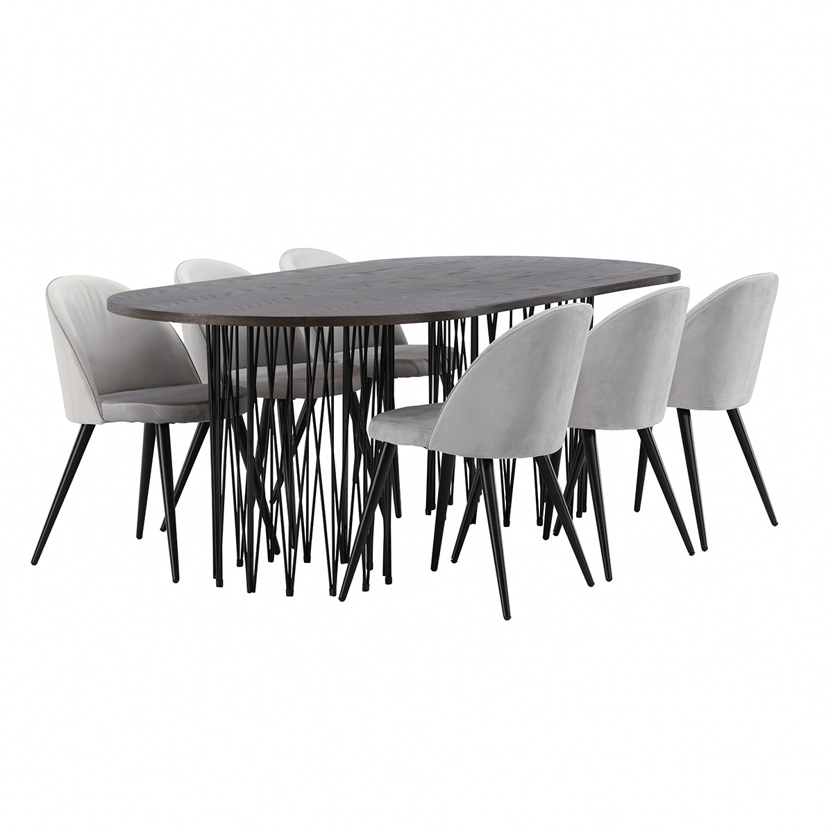Spisegruppe furniture/fashion Stone med 6 Velvet Stoler