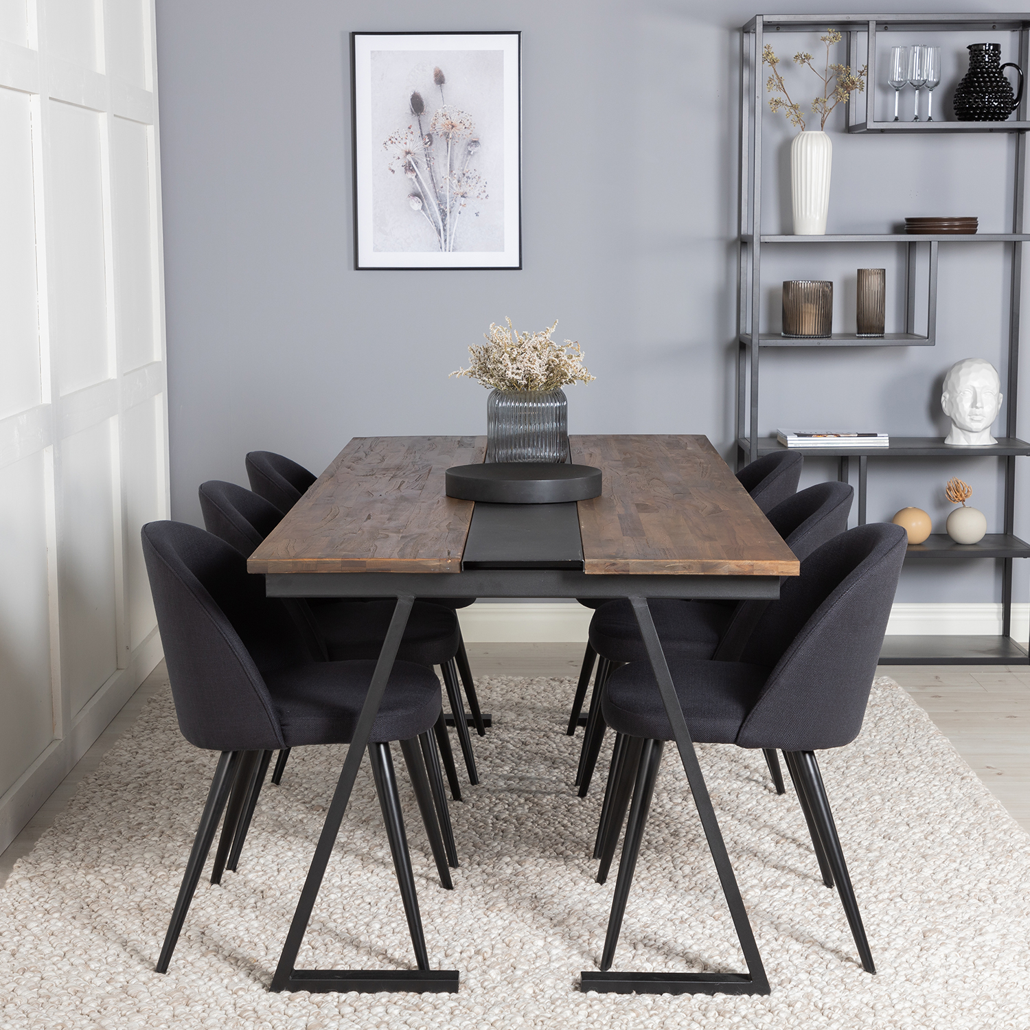 Spisegruppe Venture Home Jane med 6 Valentina Stoler Polyester