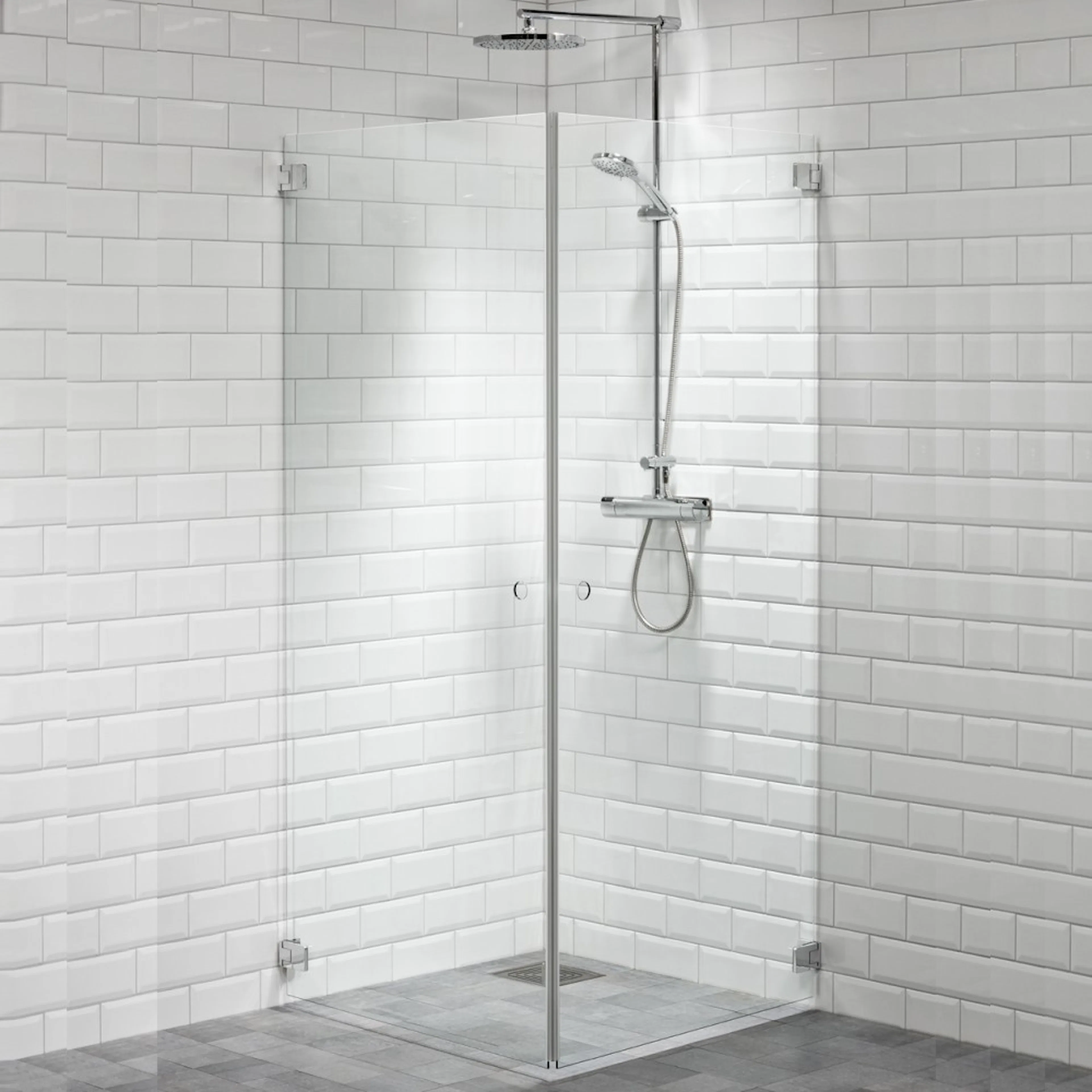 Duschhörna Alterna Capo 800x800 mm Klarglas Täckkopor i Krom LxB: 780x780 mm, Beslag: Krom