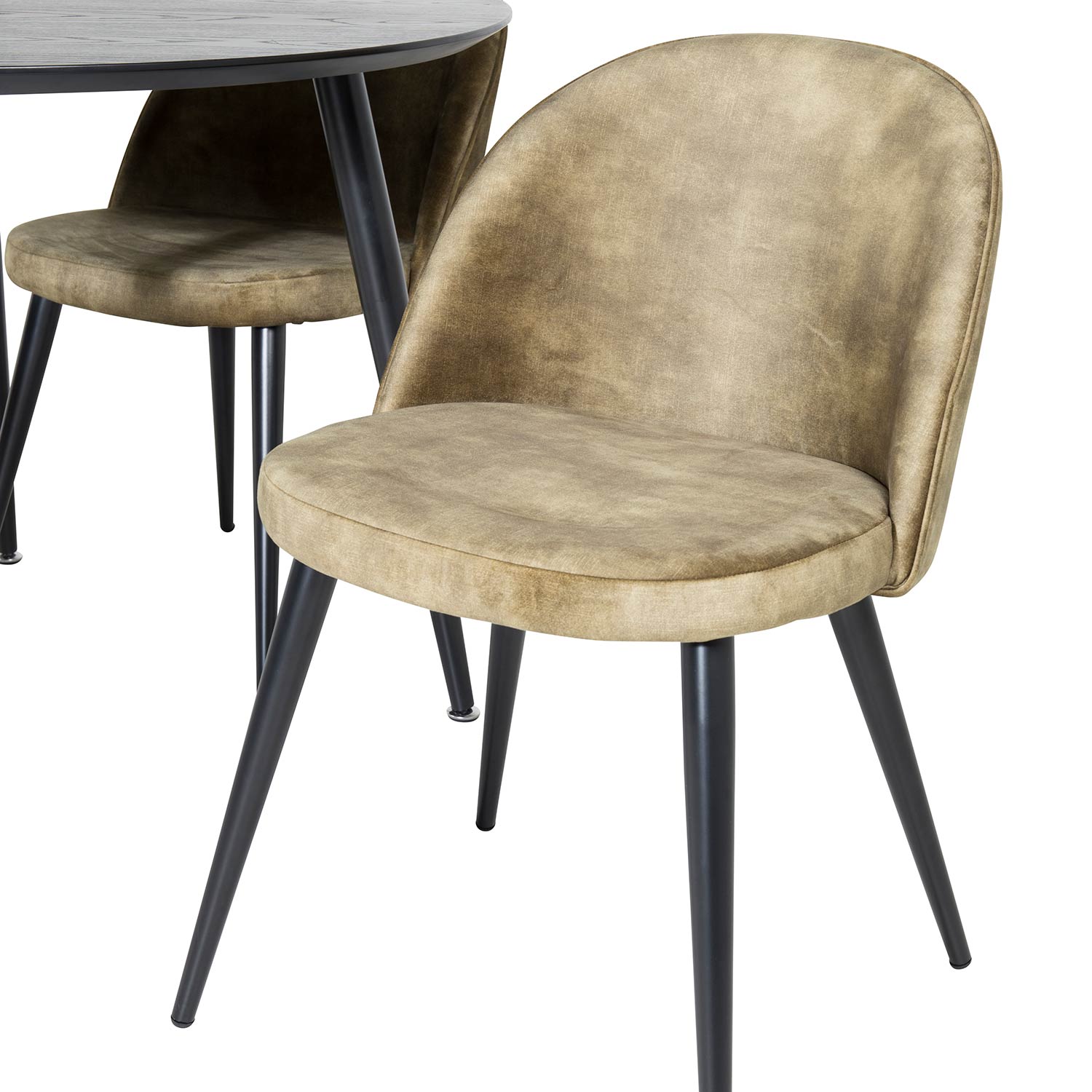 Spisegruppe Venture Home Dipp Ø115 cm med 4 Velvet Stoler
