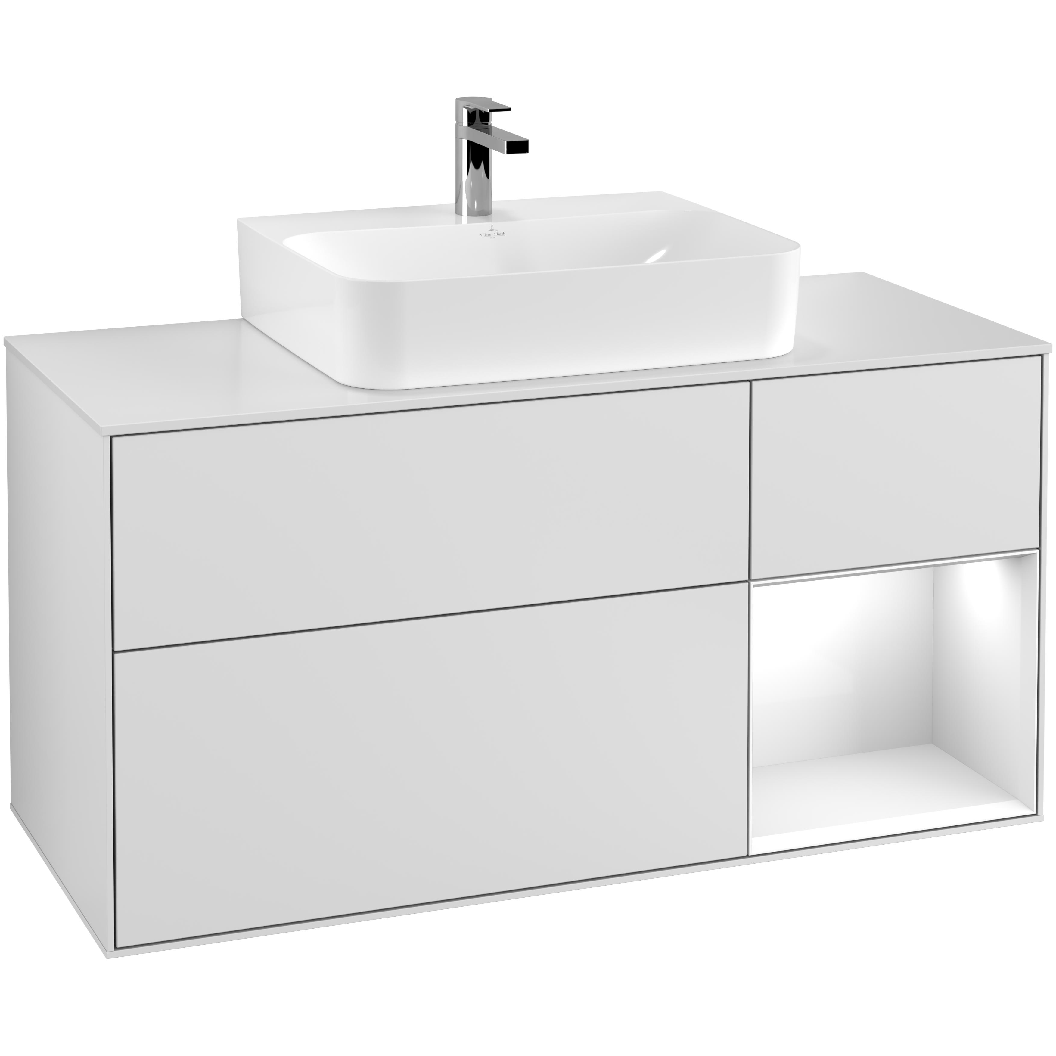 Tvättställsskåp Villeroy & Boch Finion med 3 Lådor Hylla och Bänkskiva för Centrerat Tvättställ | badrum - badrumsmobler - tvattstallsskap-och-kommod | KakelKungen