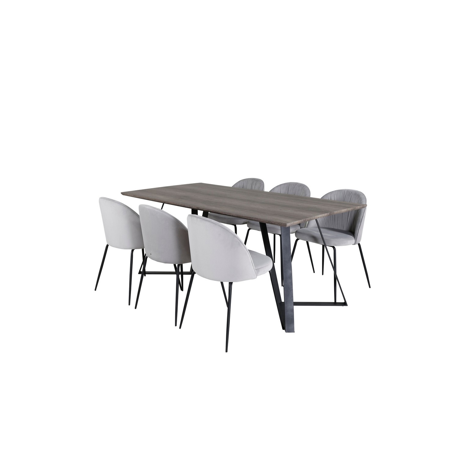 Spisegruppe Venture Home Madde med 6 Wrigley Stoler Fløyel