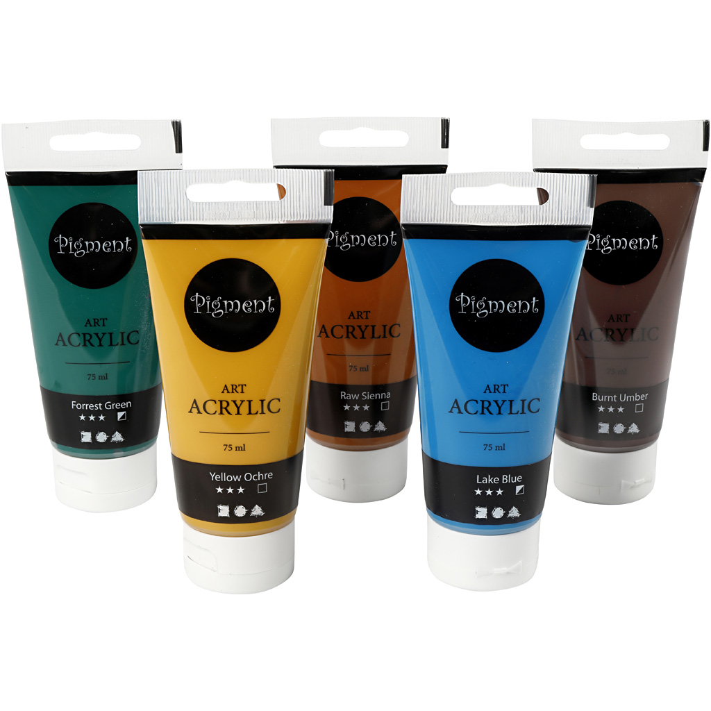 Akrylmaling Creativ Company Pigment Ass Farger Naturfarger 5 stk 75 ml/1 Pk
