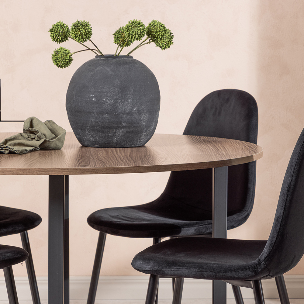 Spisegruppe Venture Home Durango Ø 120 cm med 4 Polar Stoler Fløyel