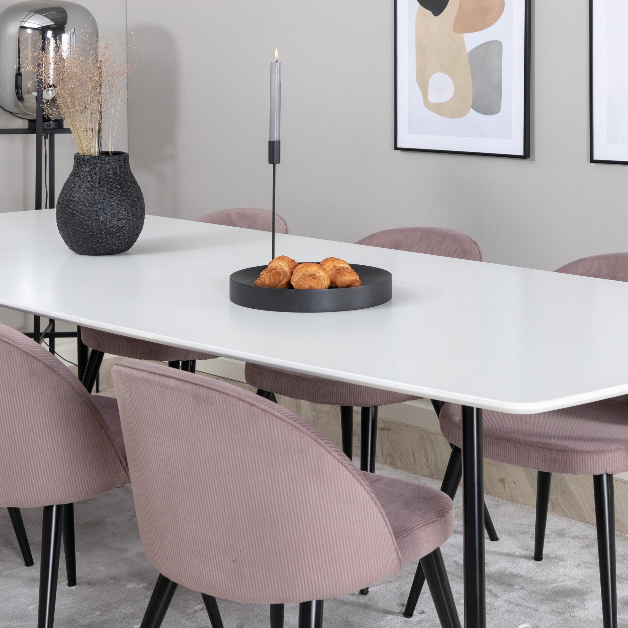 Spisegruppe Venture Home Polar med 6stk Velvet Stoler