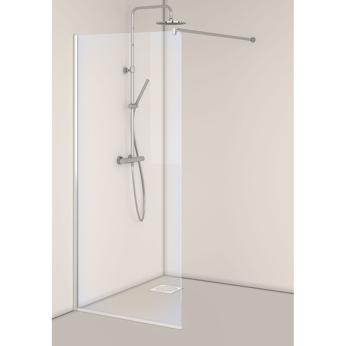 DUSJ IGLOO PRO I-WALL 100 KLAR NAT Glass: Klart Glass, Profil: Aluminium, B: 975 mm