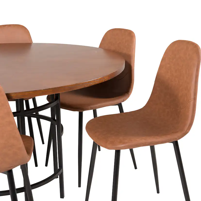Spisegruppe furniture/fashion Copenhagen med 6 Pobbie Kunstlær Stoler