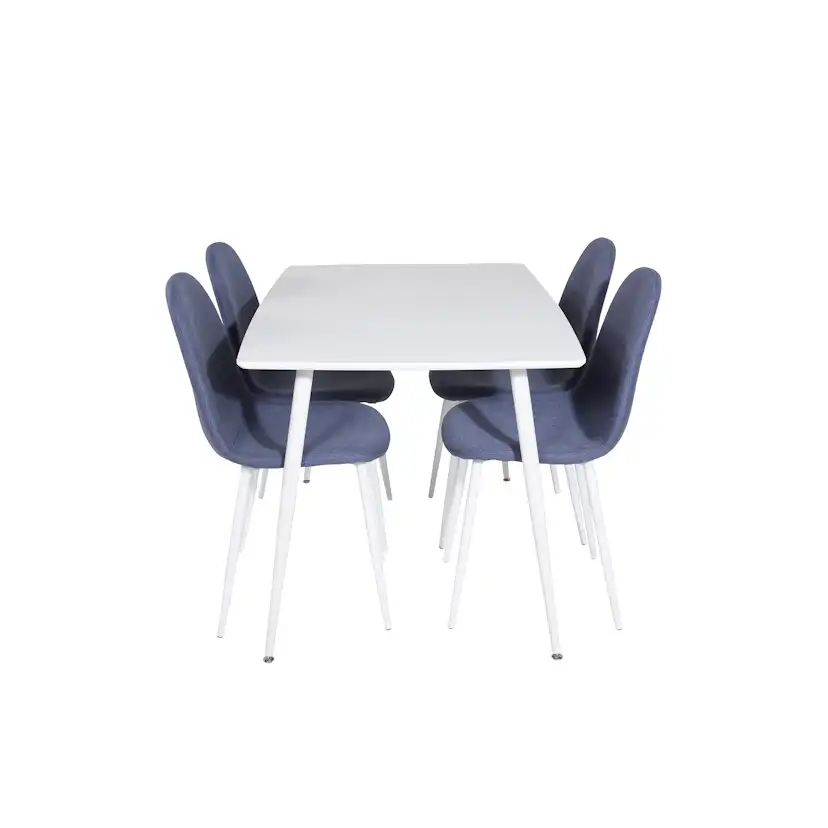 Spisegruppe Venture Home Pobbie med 4 Pobbie Stoler Hvit