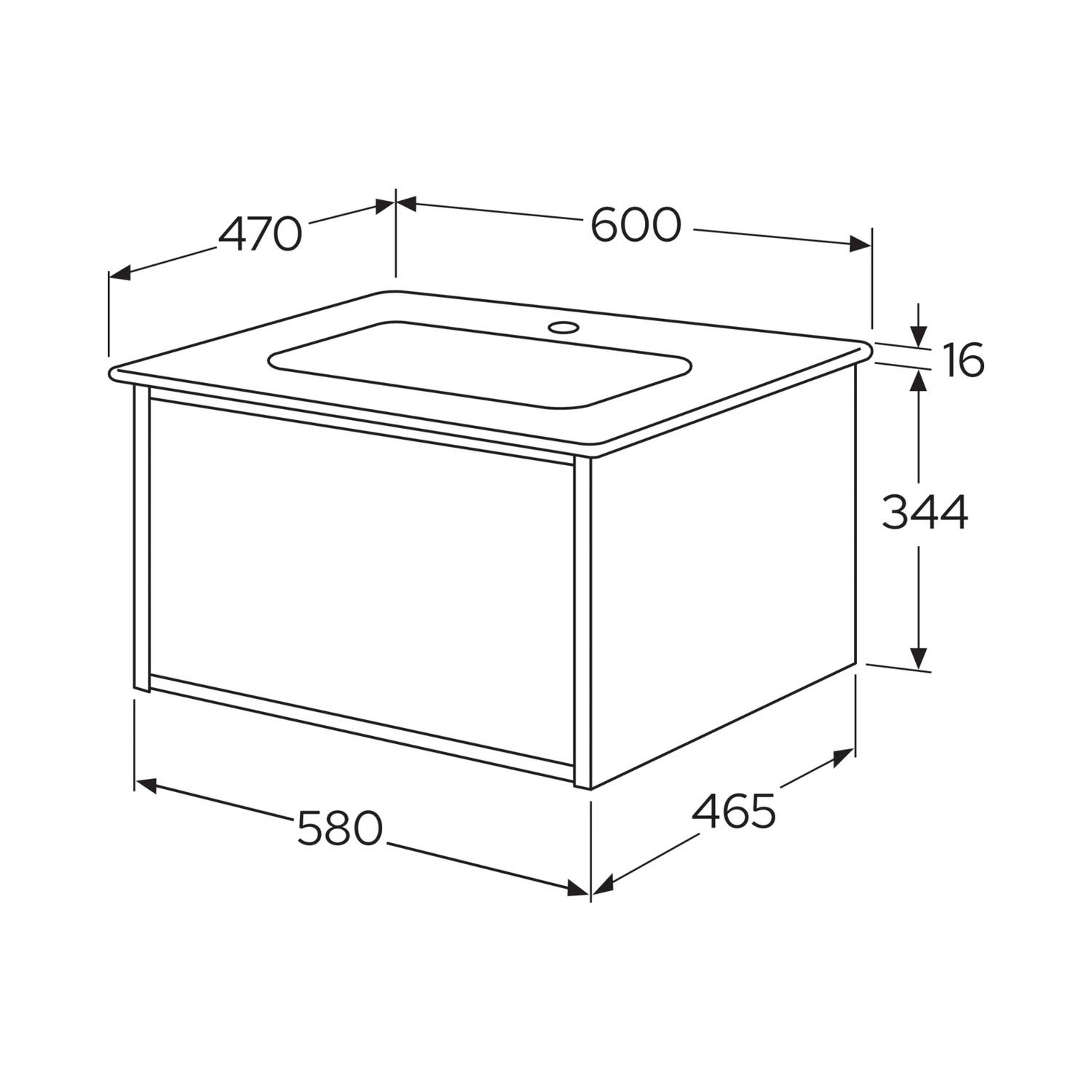 Kommod Ducentic Brun ek - 60 cm. Porslinstvättställ, Vit, fö Brun Eik
