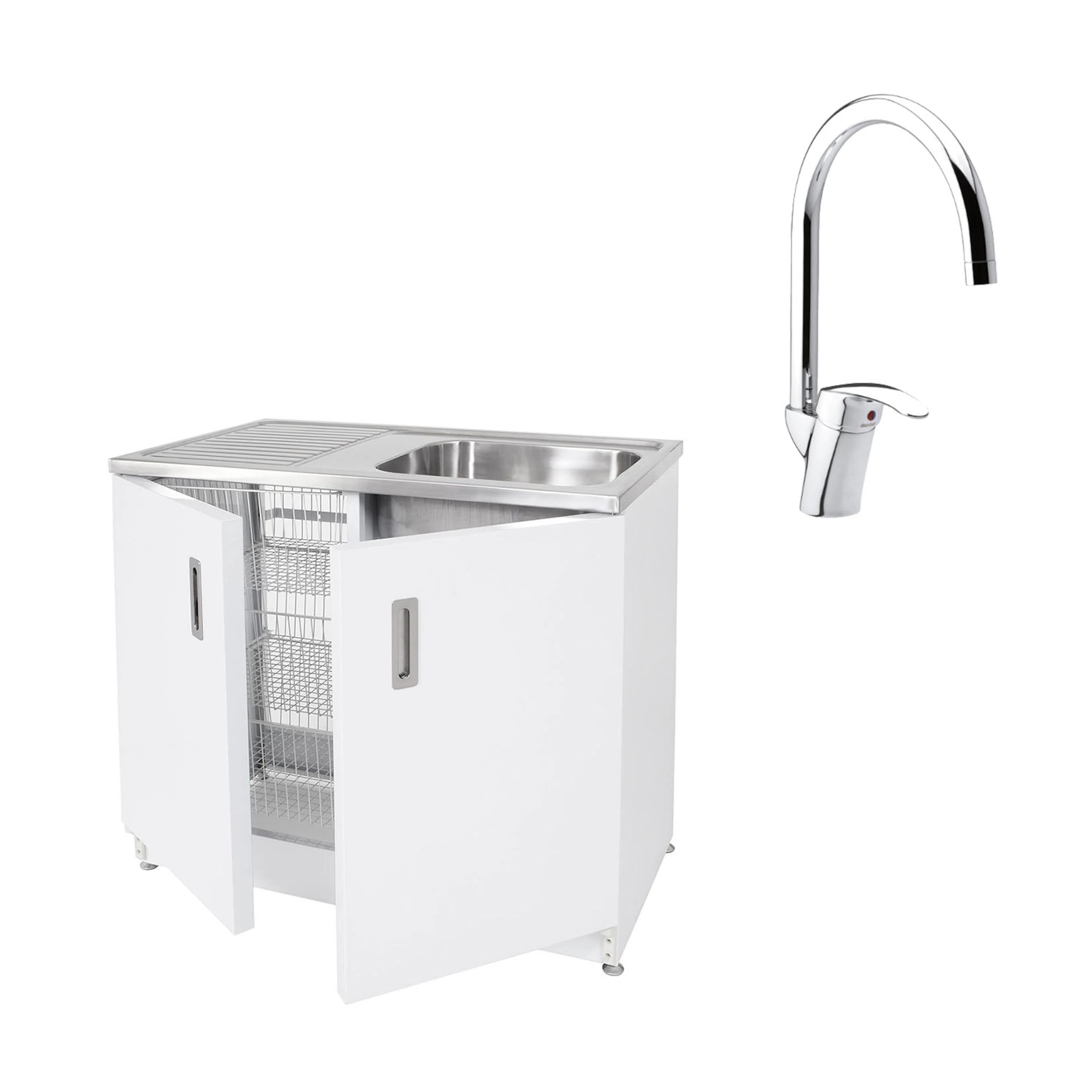 Pakke Vaskebenk Vilan Stainless VTB 10 og Damixa Space Blander
