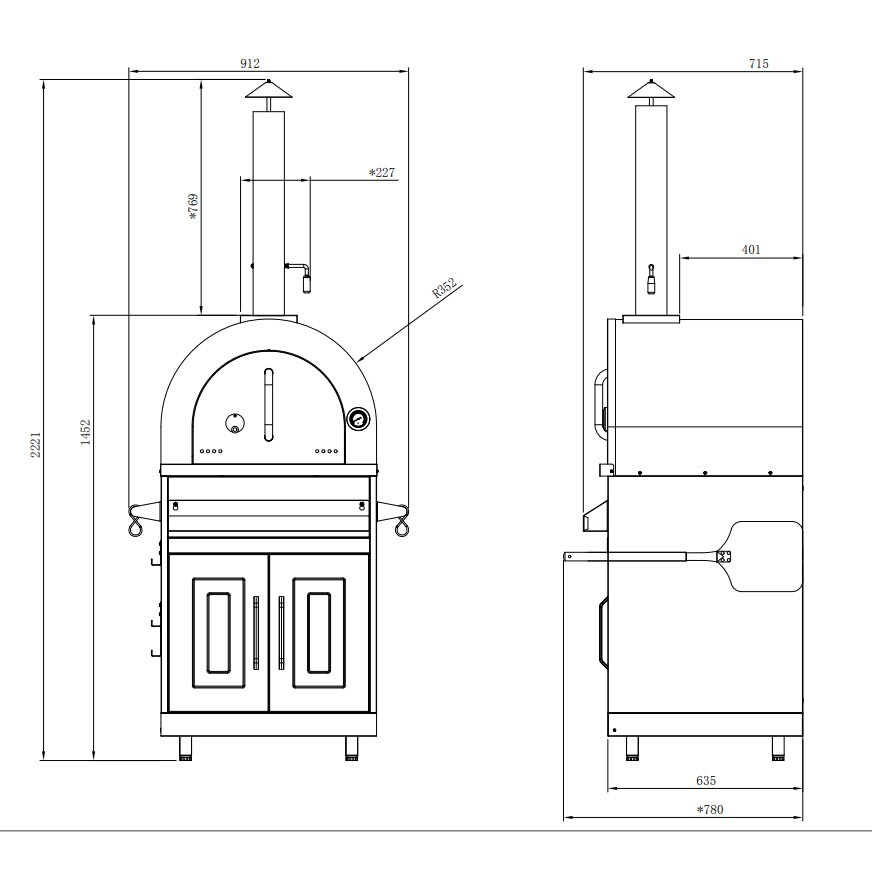 Pizzaovn Myoutdoorkitchen Inox Range 430SS Stainless