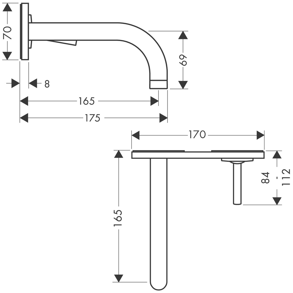 Servantbatteri Axor Uno² for Innbygging