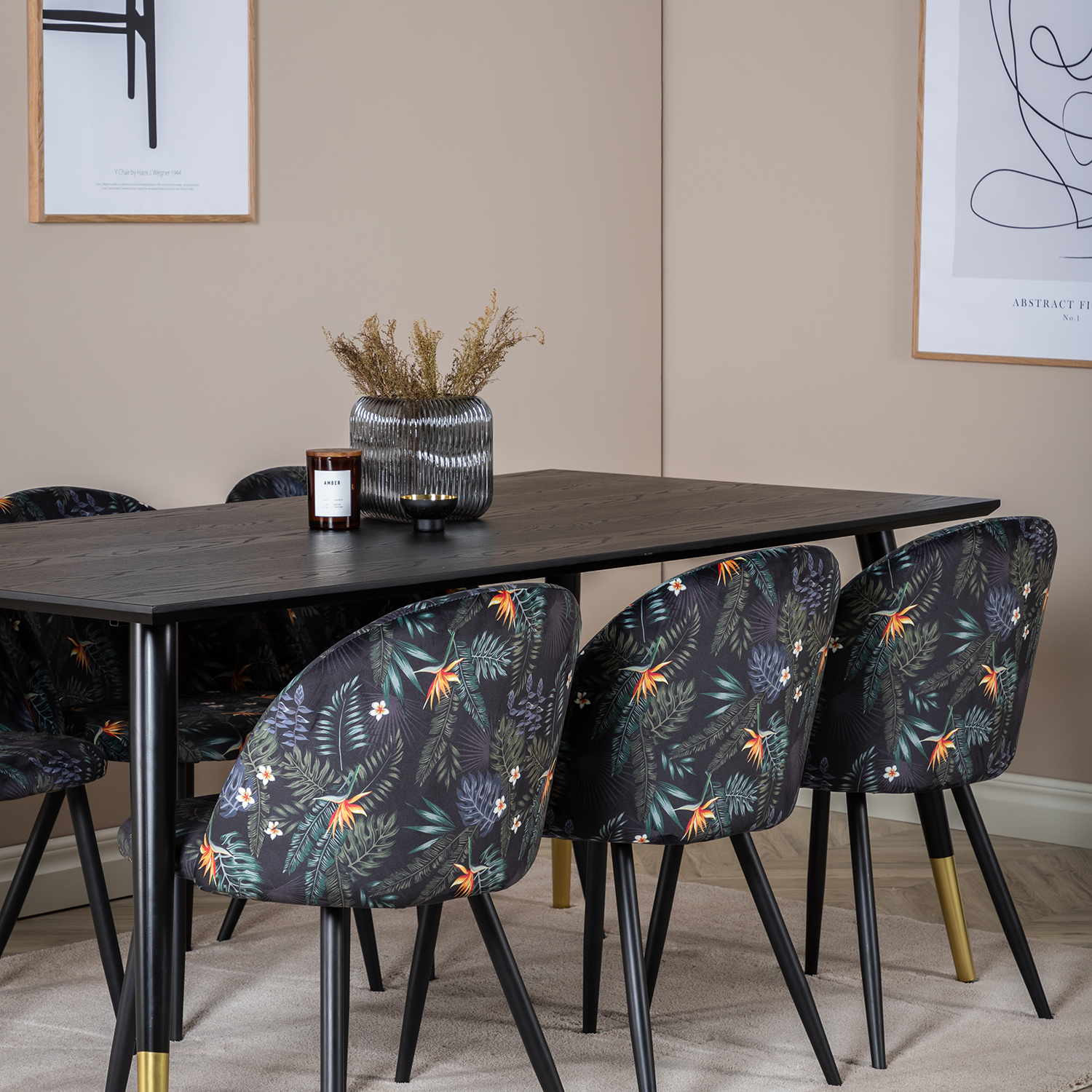 Spisegruppe Venture Home Dipp med 6 Velvet Stoler