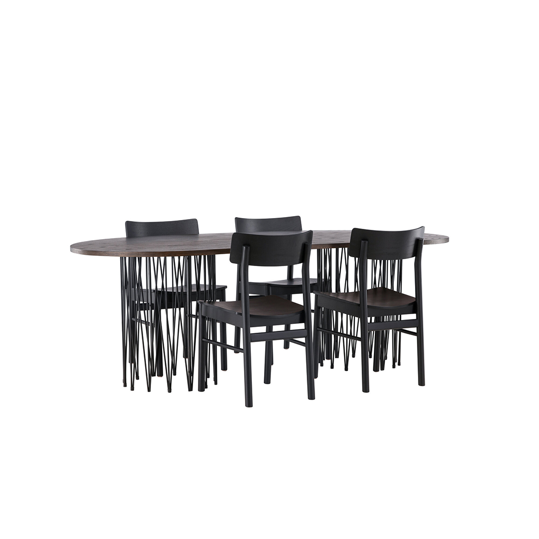 Spisegruppe Venture Home Stone oval med 4st Montros Spisestoler