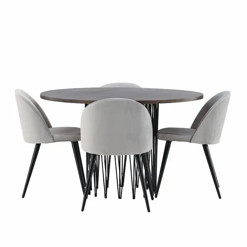 Spisegruppe furniture/fashion Stone med 4 Velvet Stoler