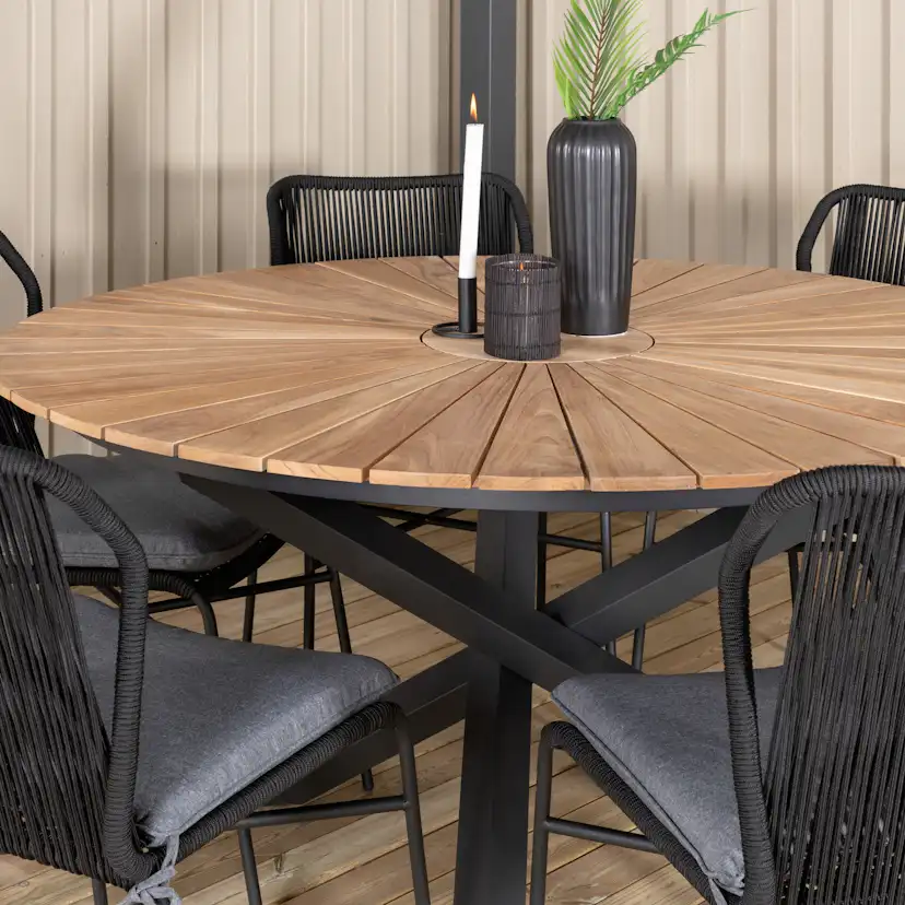 Spisegruppe Venture Home Meya med 6 Jefferson Stablebare Spisestoler