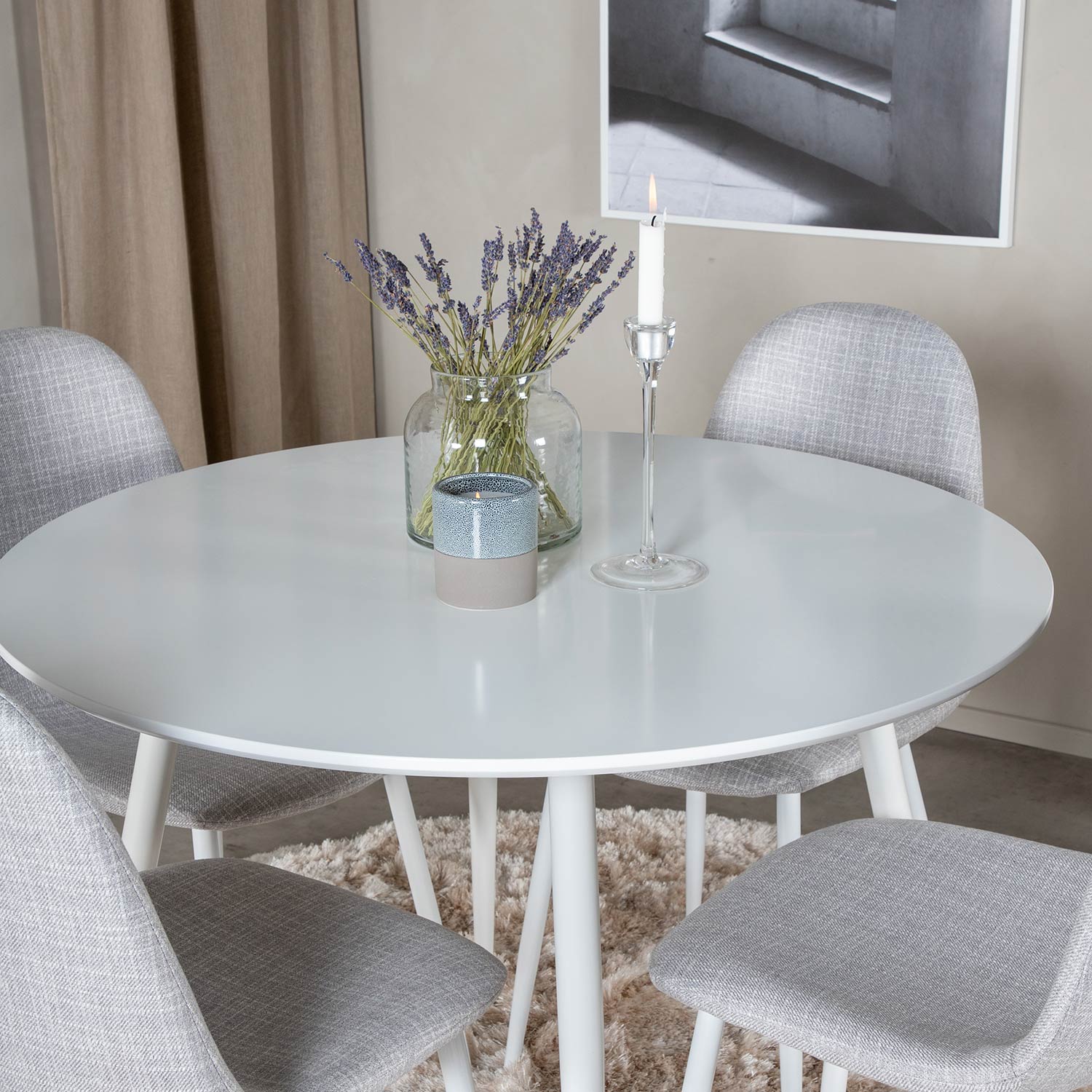 Spisegruppe Venture Home Plake med 4 Pobbie Stoler Polyester Rundt