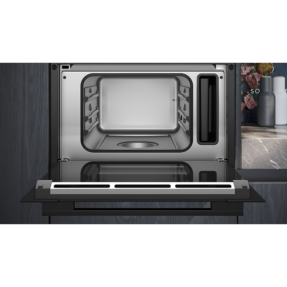 Ovn- og Mikrobølgepakke Siemens iQ700 HR736G1B1 + CD714GXB1 Damp- og Kompaktovn Sort